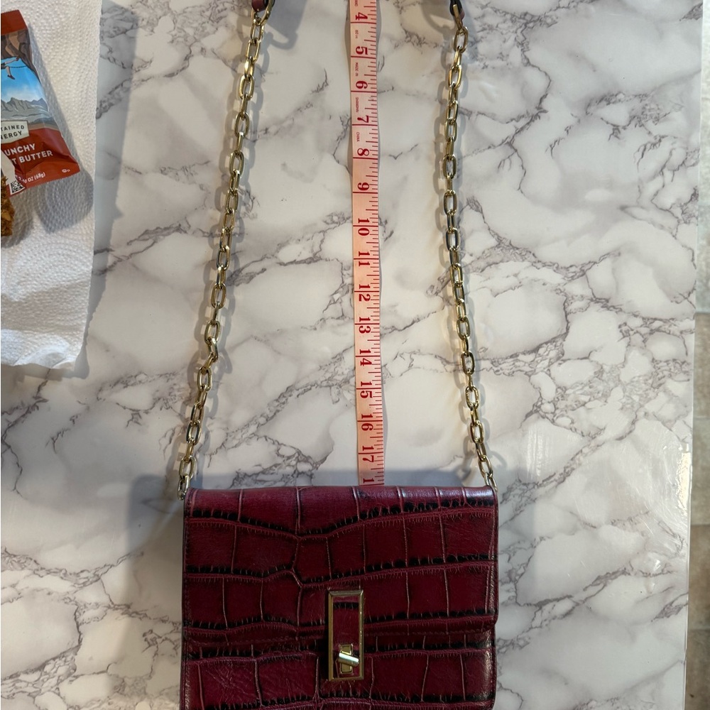 G.I.L.I. Red and Gold Crossbody Bag with Croc-Embossed Texture
